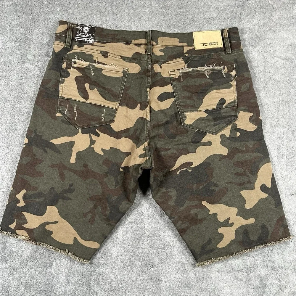 NWT Jordan Craig Tulsa Camo Shorts Men's Distressed Size 38